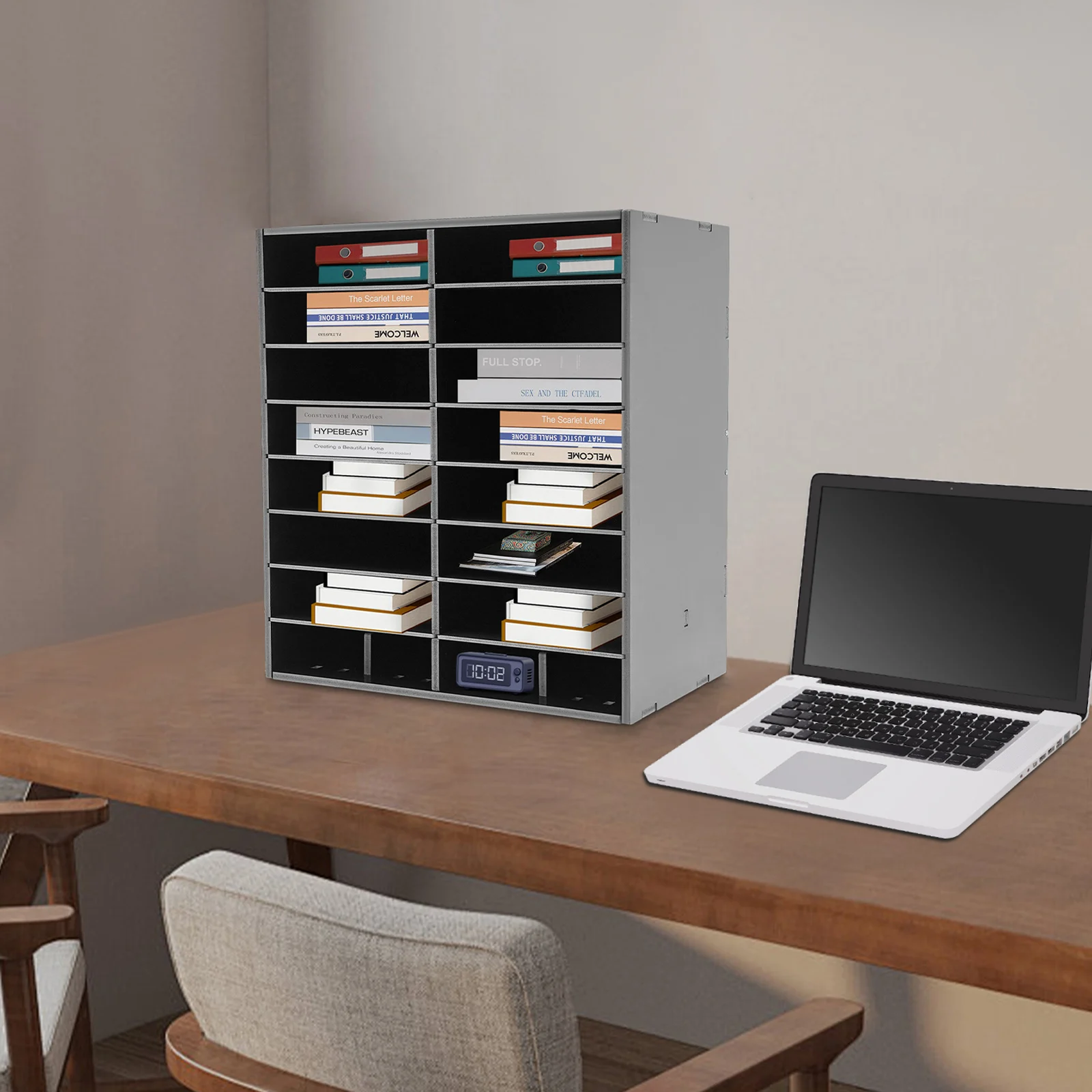 

8-Tier File Storage Holder, 16 Slots Compartments, Literature Classification Storage Rack, Paper Organizer for Office, Classroom