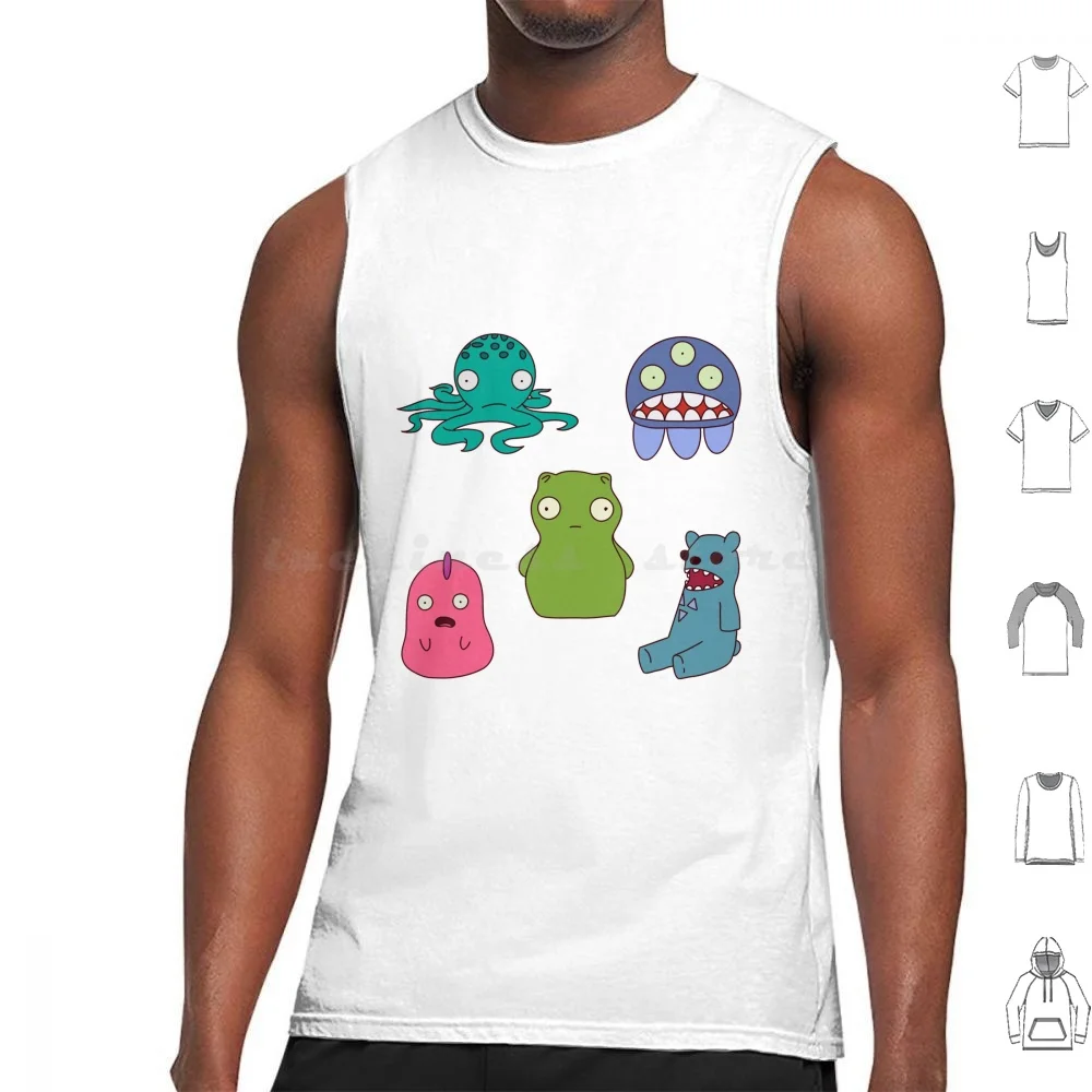 Friends Stickers Tank Tops Vest Sleeveless Funny Burgers Cartoon Tina Cute Burger Bob Humor Louise Belcher Linda Vintage