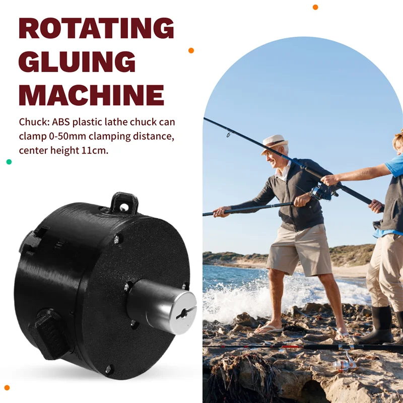 AK25-Electric Fishing Rod Repair Kits DIY Fishing Rod Modification Accessories With Pedal Rotating Gluing Machine EU Plug