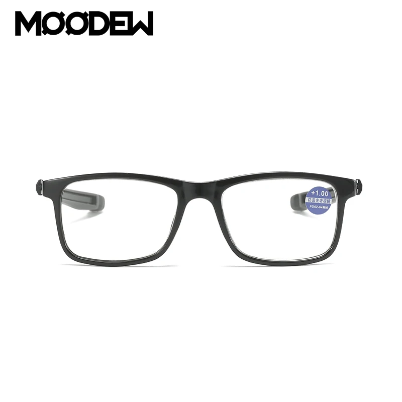 

MOODEW Protable Sport Reading Glasses Classic Rectangle Frame with Hanging Neck Readers Eyeglasses Suitable for Men & Women