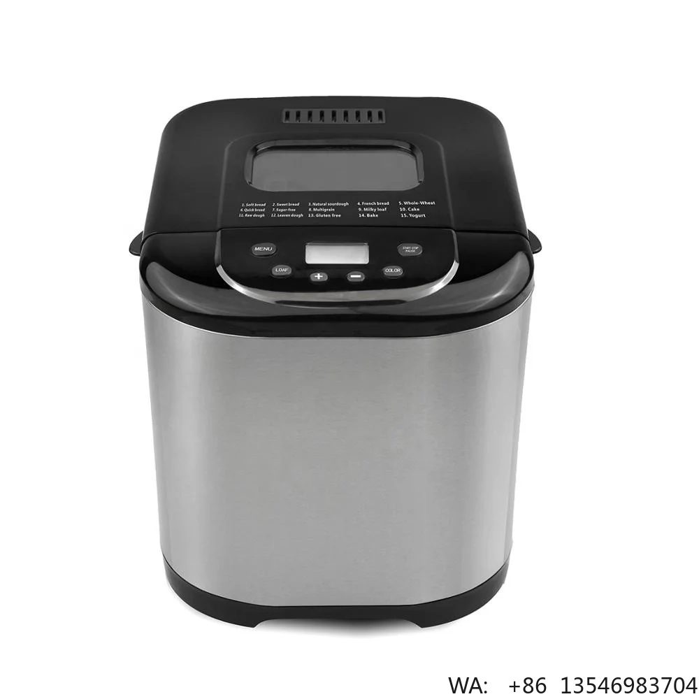 2LB 650W Stainless Steel Housing Electric Automatic Intelligent Household Bread Maker Timer Function 15 Hours Delay 3-Year