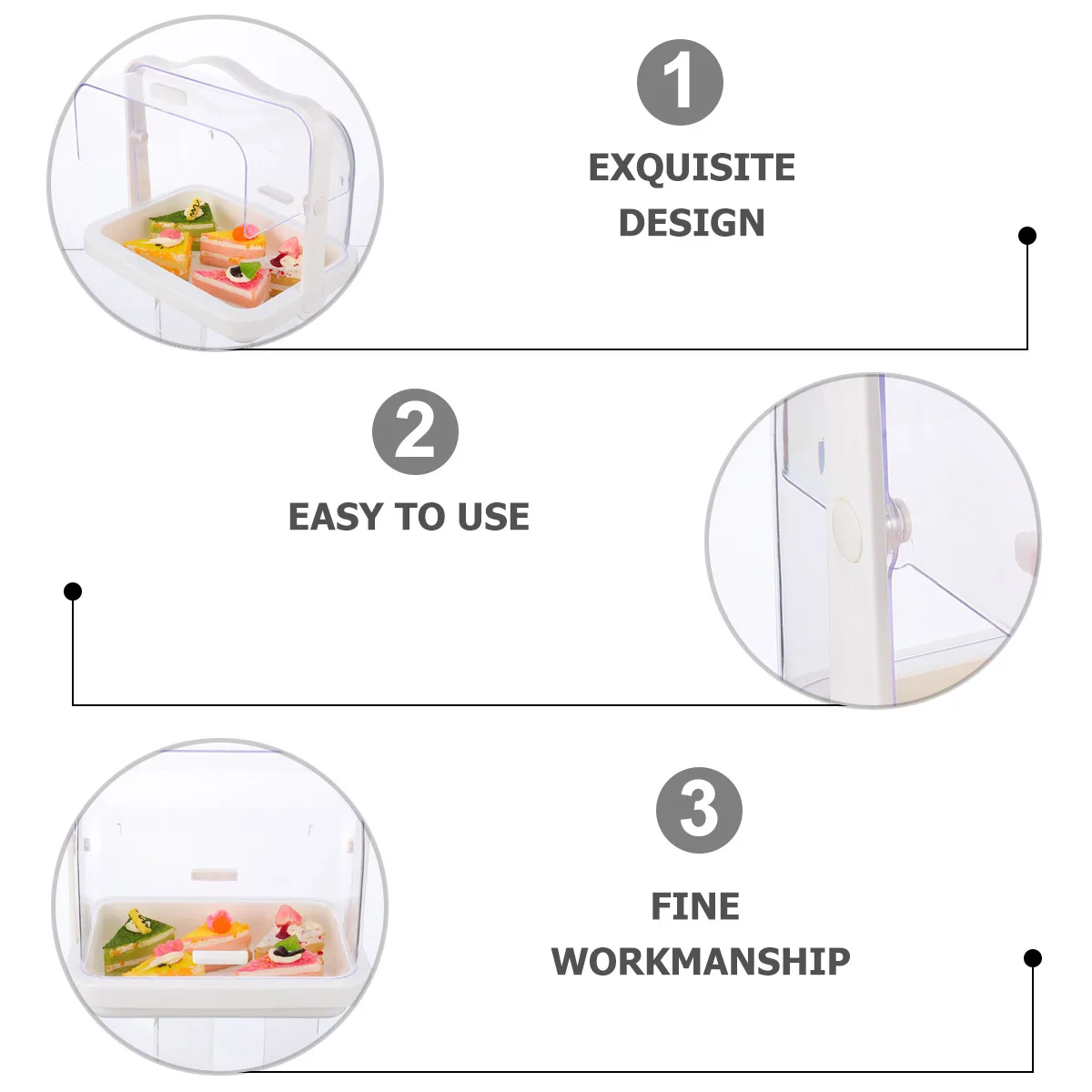 

1 pc Cake Food Grade Portable Handle Double Opening Pastry Storage Container Medicine Fruit Organizer for Dessert