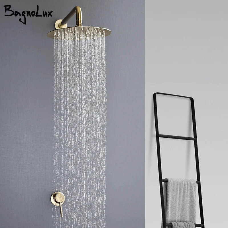 

Bathroom Faucet Gunmetal Shower Faucet Wall Mounted 8/10/12 Inch Rainfall Mixer Shower Head With Sedal Cartridge Shower Set