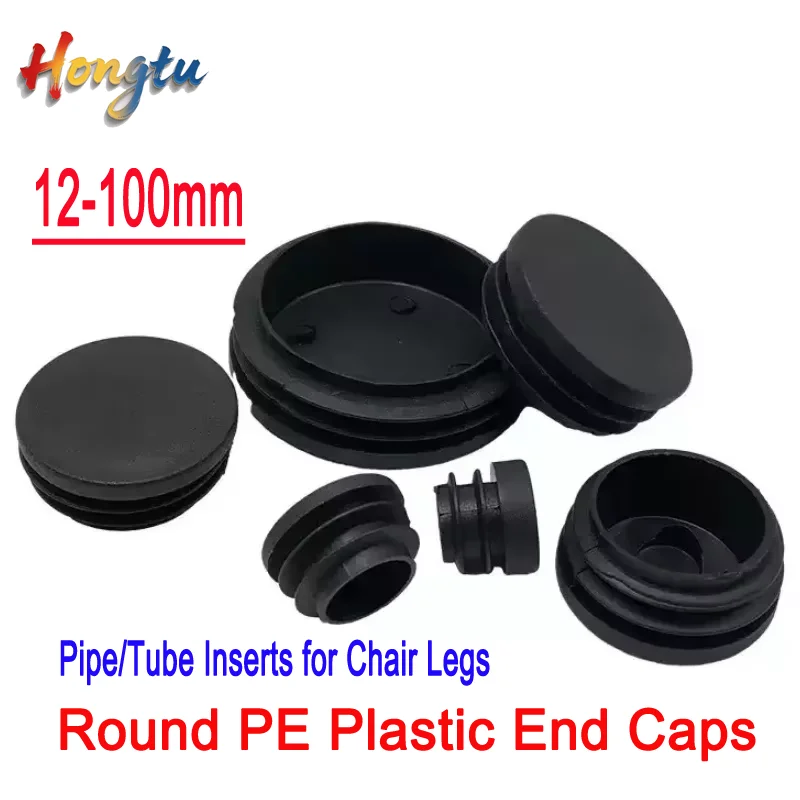 

12-100mm Round PE Plastic End Caps - Pipe/Tube Inserts for Chair Legs, Dustproof Decorative Plugs