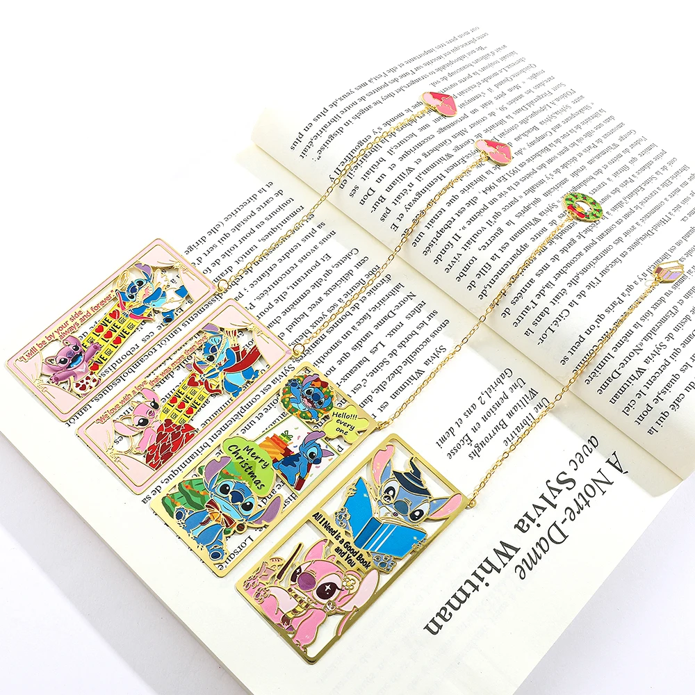 New Disney Stitch and Angel Creative Metal Bookmark with Tassel Reading Supplies Fans Christmas Birthday Back To School Gifts