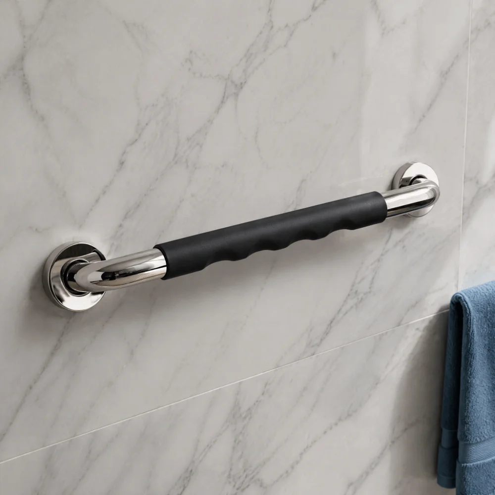 Rust Resistance Grab Bars Skid Resistance Silicone Grip Shower Grab Bar Stainless Steel Anti-Slip Bathroom Grab Bar For Hospital