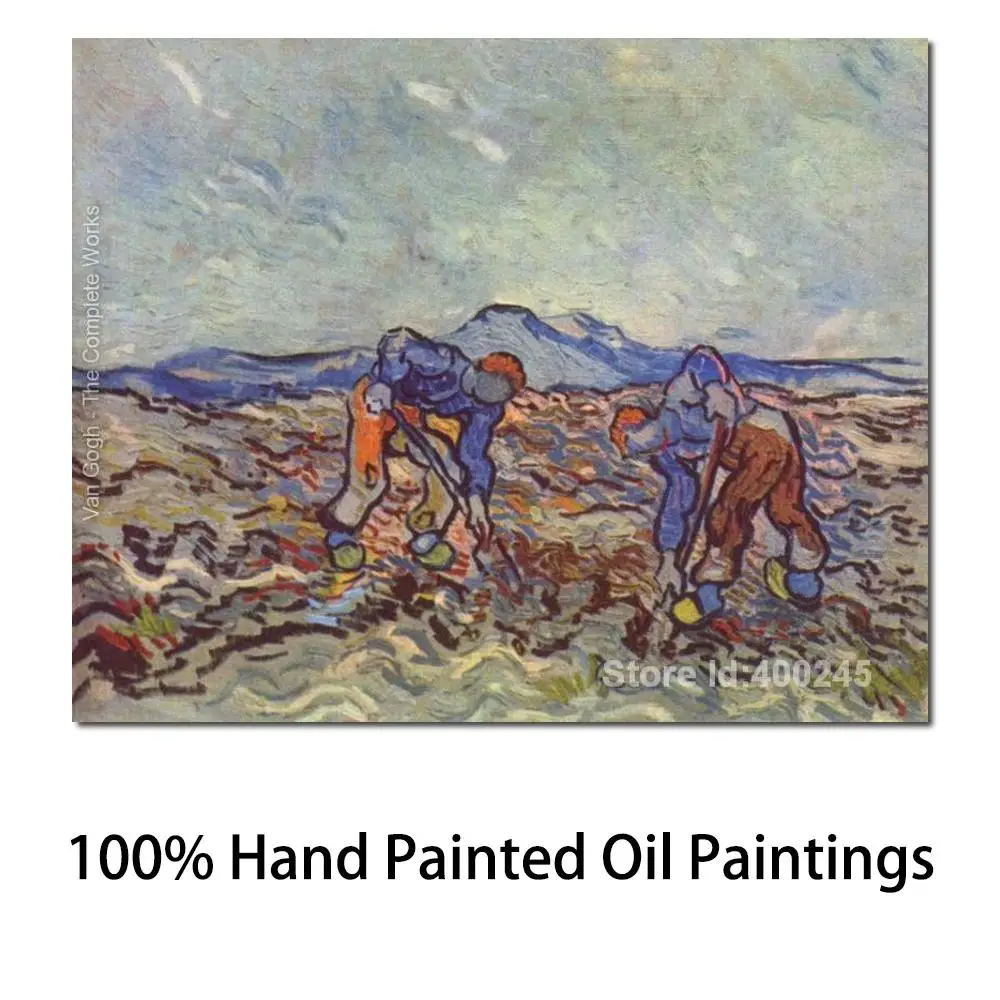 

Handmade Canvas Art Landscape Painting Vincent Van Gogh Farmers at Work Famous Artwork Reproduction for Living Room Wall Decor