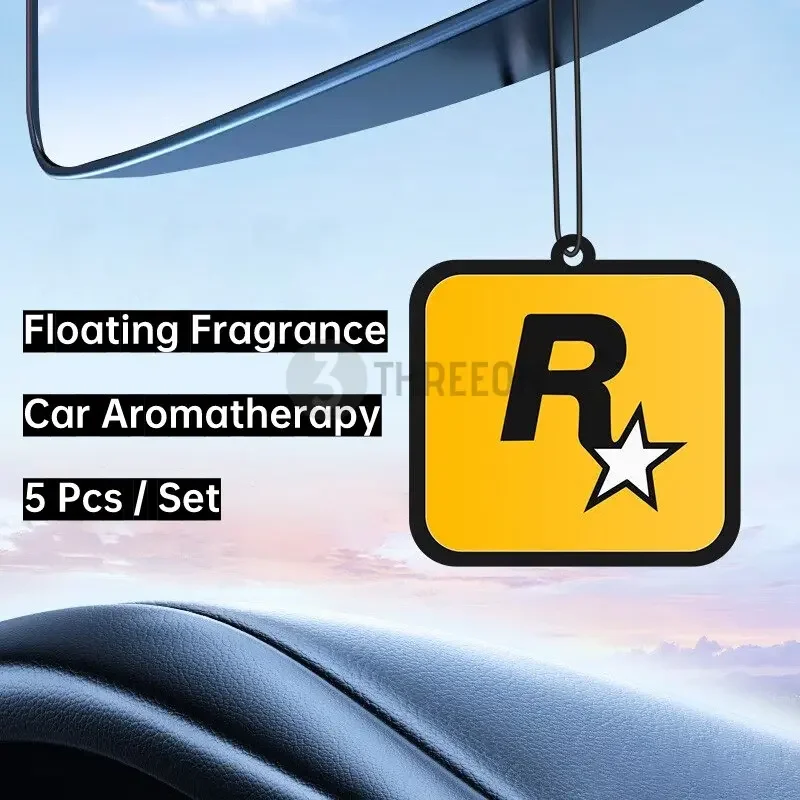 THREEON Interior Air Freshener Car Fragrance R Star Pendant Long-lasting Aromatherapy Car Decoration 5pcs/Set