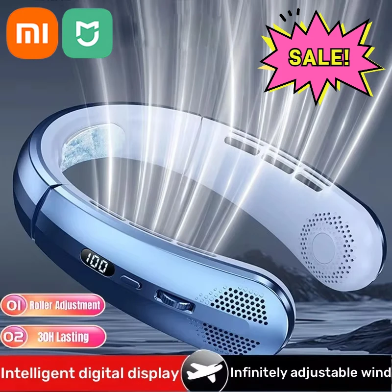 

XIAOMI MIJIA 8000mAh Hanging Neck Fan Portable Bladeless Mini USB Rechargeable Mute LED Digital Display Electric Fan Air Cooler