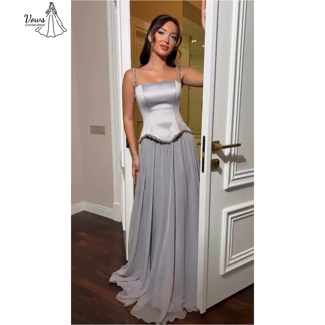 

Vows Line A Elegant Gown Custom Made Evening Dresses Woman Elegant Party Dresses 2025 Chiffon Slim Shoulder Straps Prom Dress