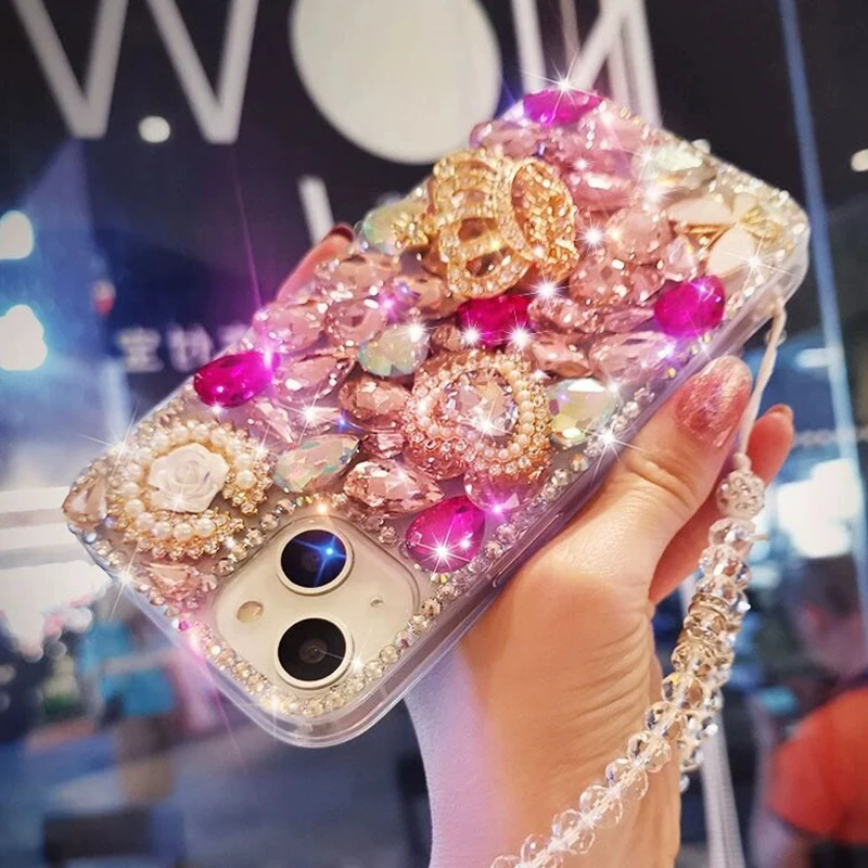 Luxury Glitter Pearl Love Crown Cover Case For Huawei Pura 70 P60 Art P50 P40 P30 Lite P20 Mate 40 50 60 70 Pro Case