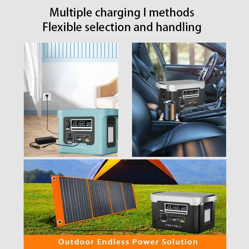 1500W Portable Power Station 170AH Solar Generator Outdoor Emergency Mobile Power Bank 24000mAh LiFePO4 For Camping Power LED