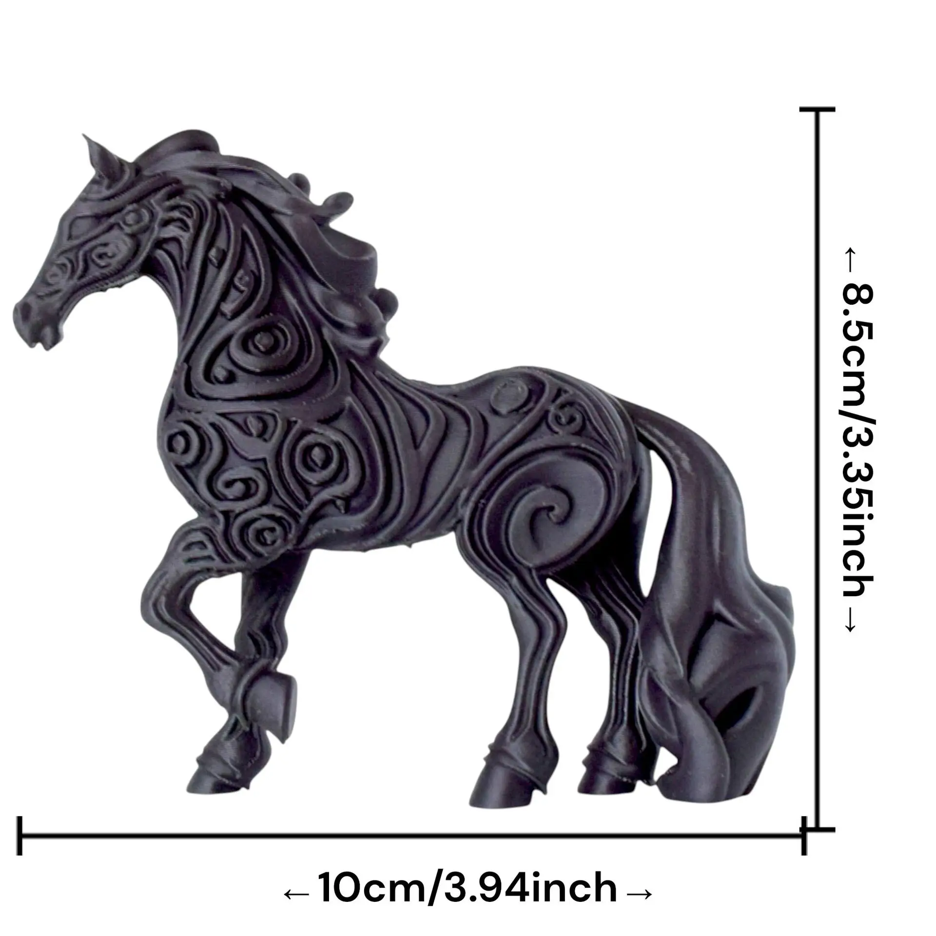 Black Fashion 3D Printed Horse Animals Mini Cute Relief Sensory Toy Funny Home Accessories Kids Gift Desktop Ornament 2026