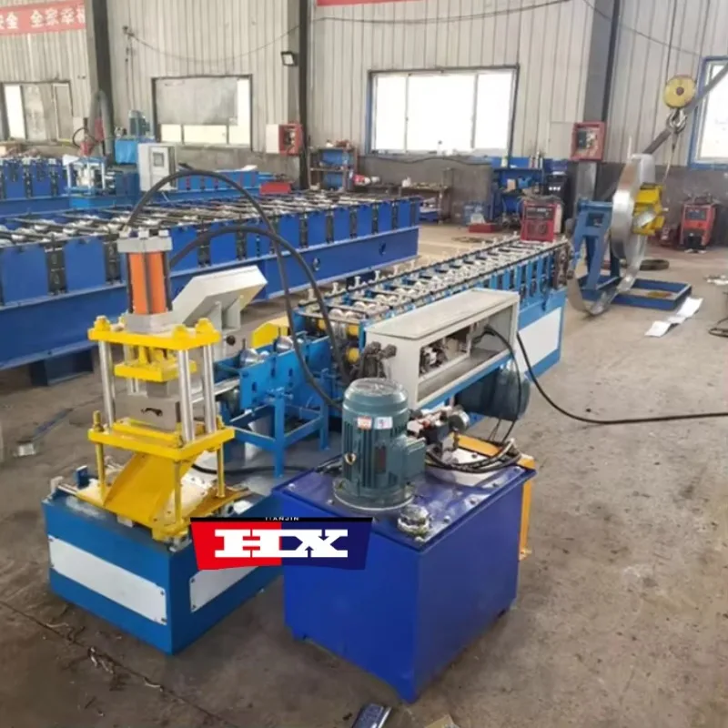 Metal curtain sheet forming machine, for rolling shutter door profiles, PLC control