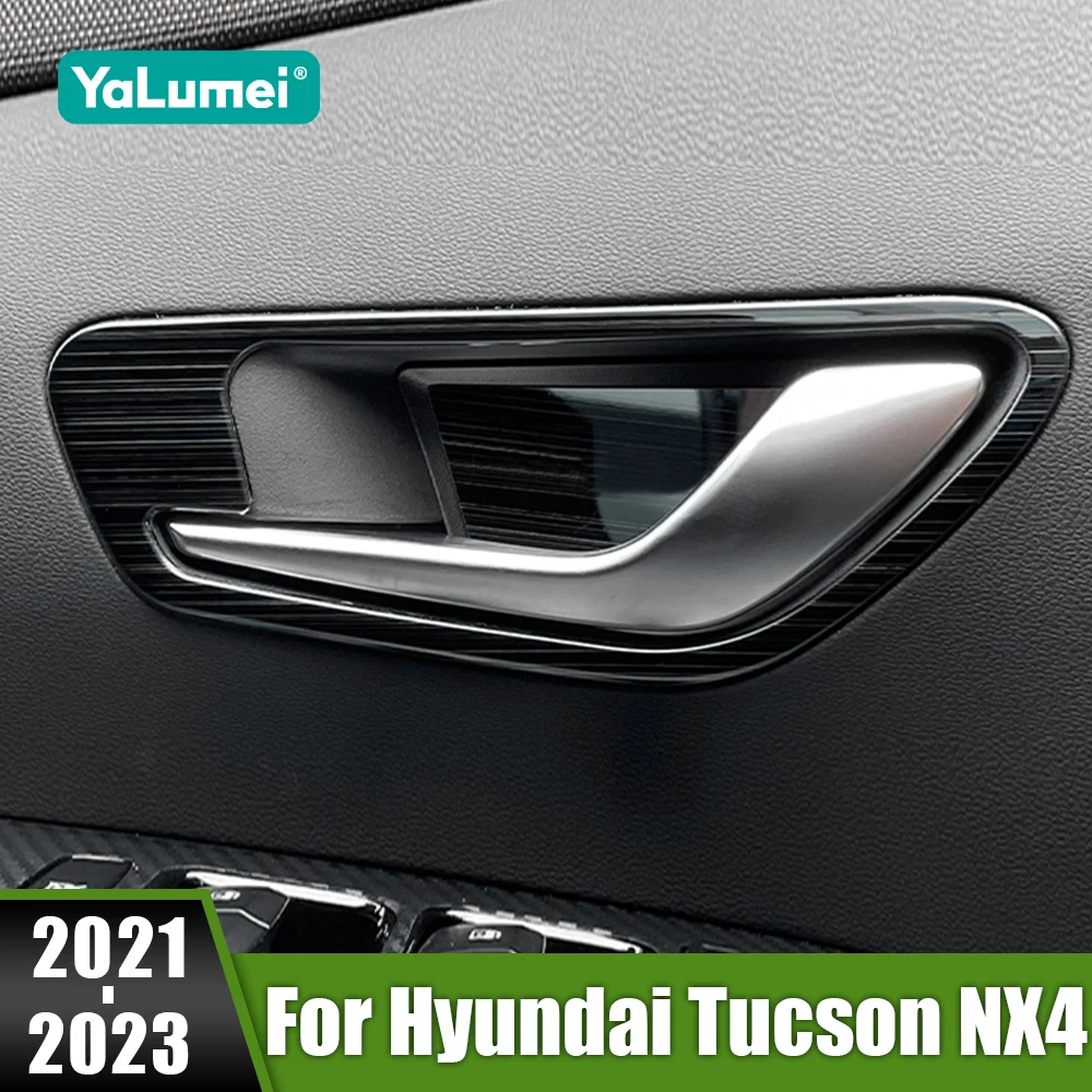 

For Hyundai Tucson NX4 Hybrid 2021 2022 2023 N Line Stainless Car Inner Door Handle Bowl Decorative Frame Interior Accessories