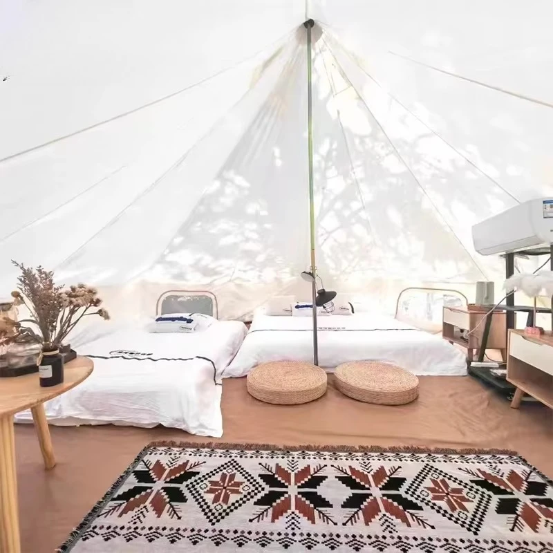 Carpa de glamping tipo yurta mongola para 2 personas, impermeable, tela Oxford 900D, para alojamiento en resort.