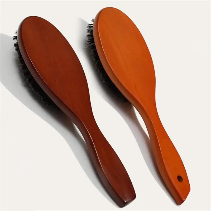 New Arrival Hair Brush Wood Handle Boar Bristle Beard Comb Styling Detangling Straighten Brown Lotus Boar Bristles Massage Comb