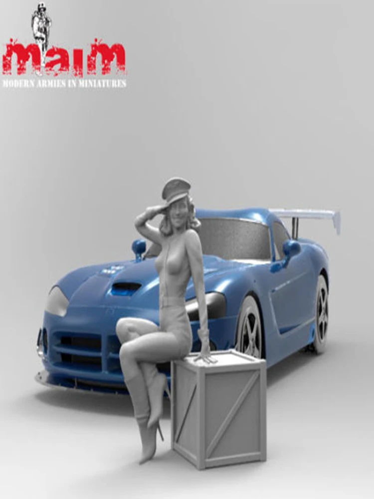 1/24 75mm We Salute You girl NOT HAVE CAR  Resin Model Miniature  figure Unassembly Unpainted