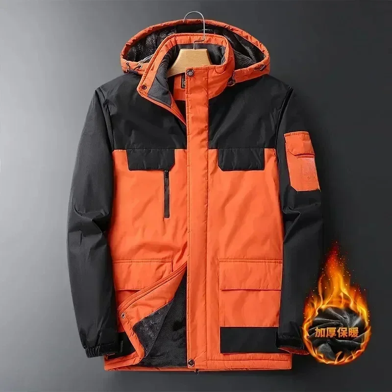 Men's Large Size Jacket Winter 2024 Outerwear Oversize Coat Fleece Down Warm Male 9XL Big 8XL Hooded Waterproof Jacket Men