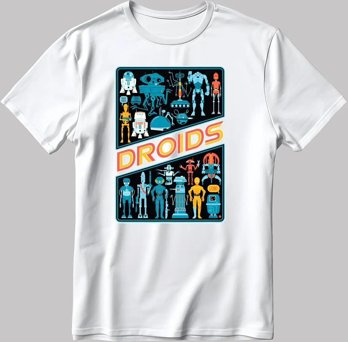 Droids Figure White Black T Shirt N171