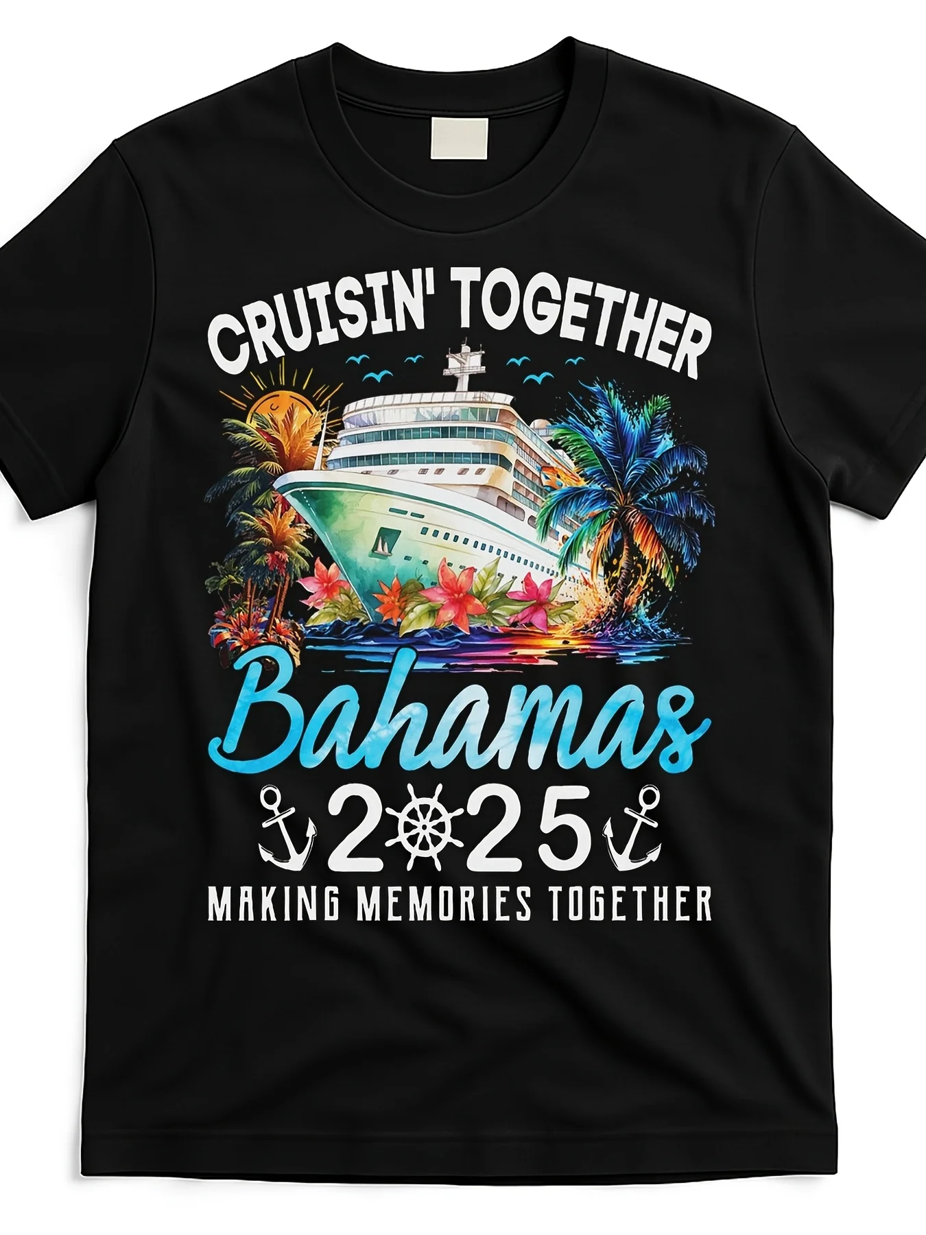 

Design Street Fashion Style Casual Love Enthusiast T-Shirt Men's Comfortable Cotton Crew Neck Short Sleeve T-Shirt Bahamas Cruise 2025 Family Matching Cruise Bahamas Vacation