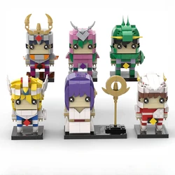 MOC Brickheadz Athena Japan Anime Figures Saints Seiyaed Hyogas Ikki Shiryus Building Blocks Warrior Action Figure Toys Gifts