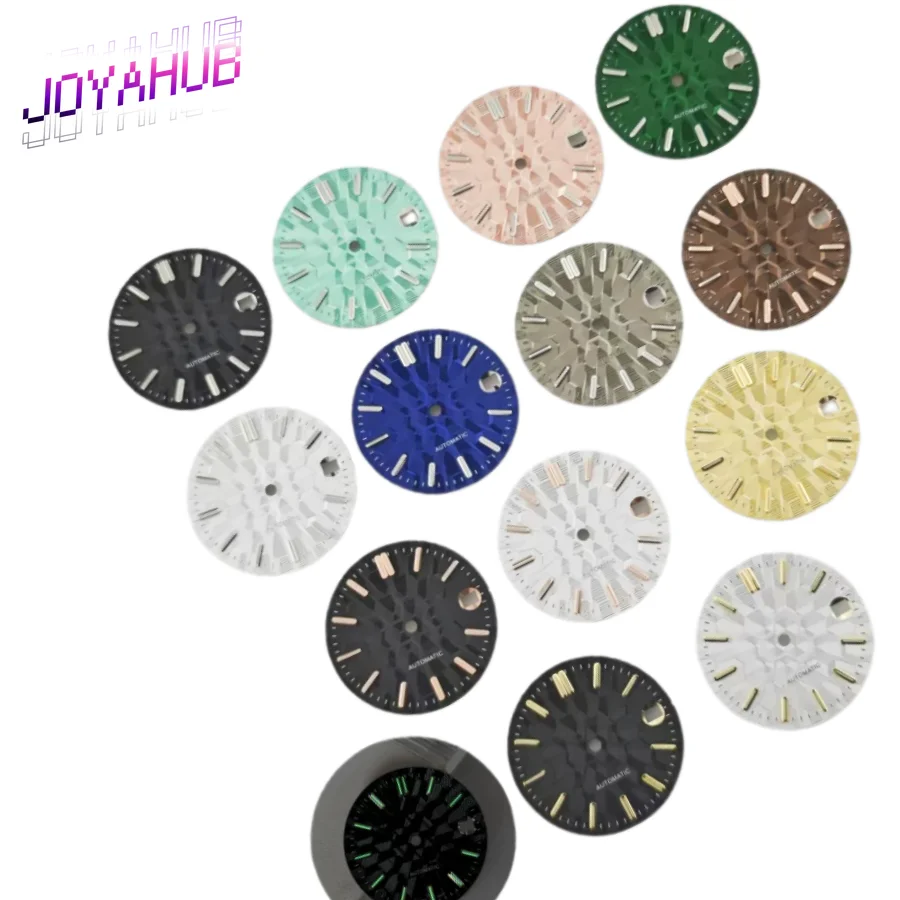 Customizable Logo NH35 NH36 28.5mm Dial with Green Glow in The Dark Honeycomb Pattern DIY Modified Mechanical Watch Accessories