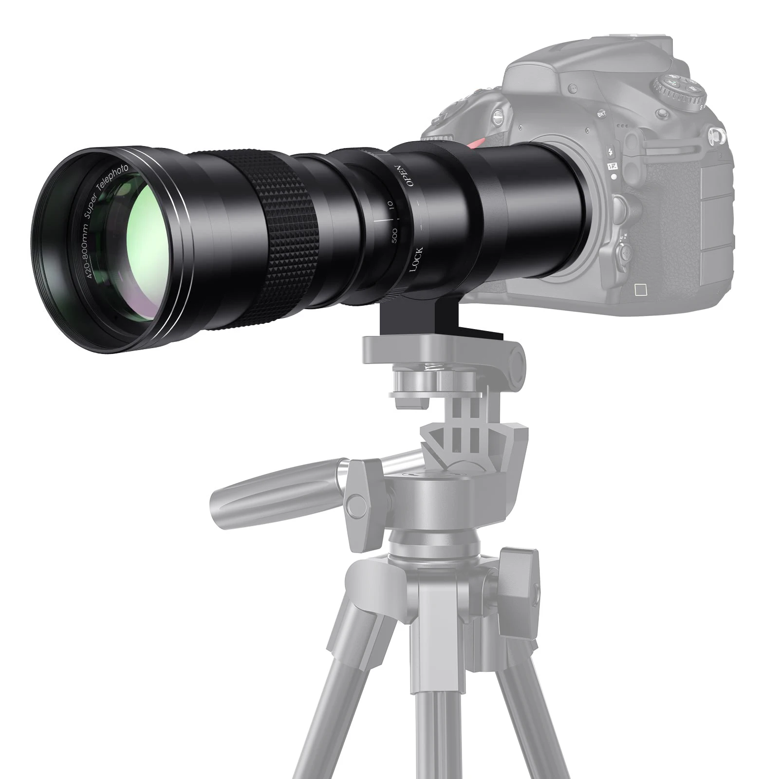 420-800mm F8.3-F16 Manual Zoom Super Telephoto Lens with t Mount Ring for Nikon Canon Sony Fuji Olympus Camera Lenses