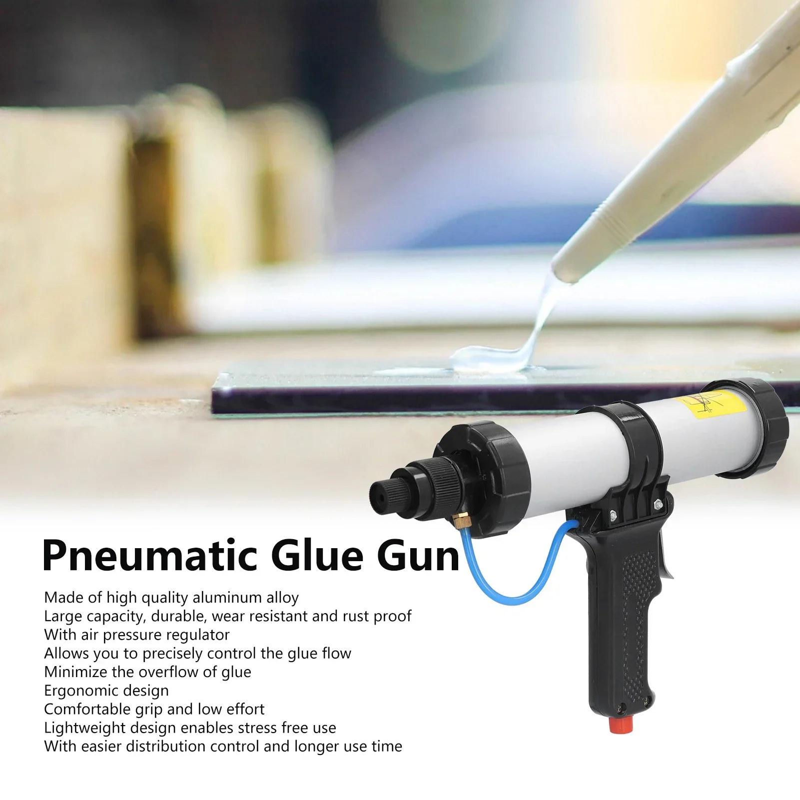 

Caulking Gun Aluminum Alloy Caulking Gun Pneumatic Caulking Gun Professional Pneumatics Glue Guns with Air Pressure Regulator