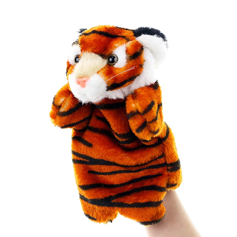 Animal Hand Puppet Tiger Dolls Plush Hand Doll Early Education Learning Toys Children Marionetes Puppets For Telling Story