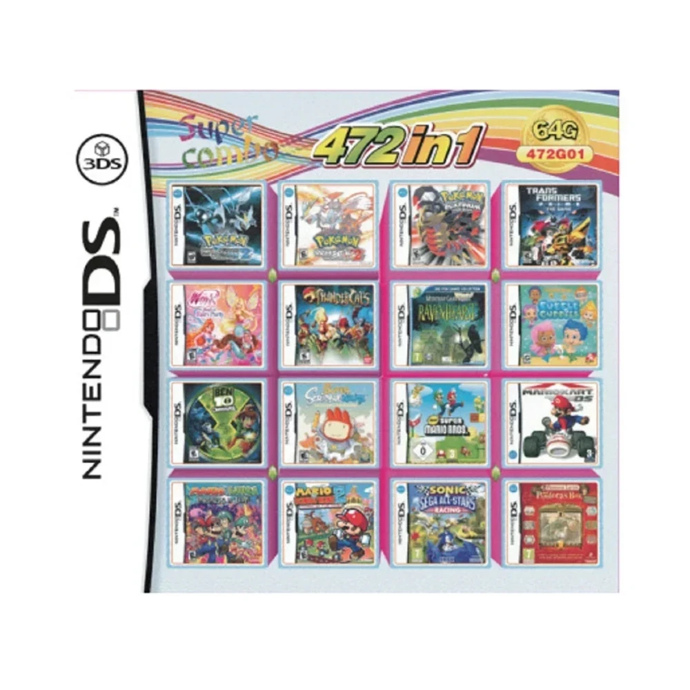 All-in-One DS-Spielkassette 4300/520/500/486/482 in 1 Super Combo DS-Spielkarte Englische Version für DS Lite DSi 2DS 3DS New 3DS