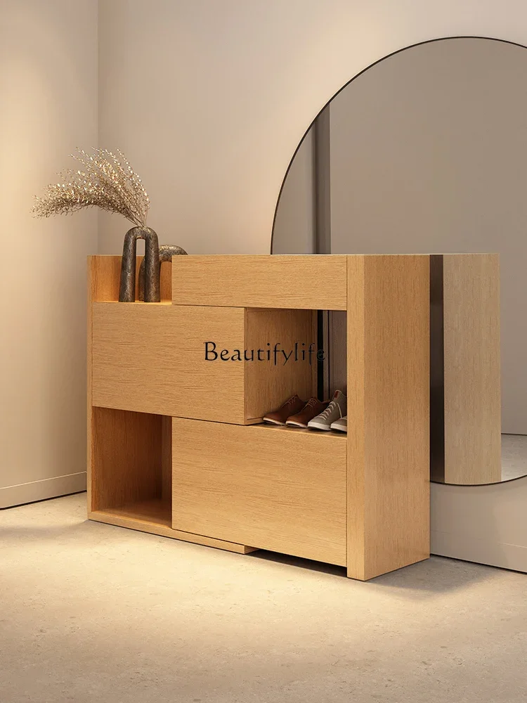 

LD33Japanese Style Chic Style Shoe Cabinet New 2023 Popular Home Door Simple Modern Living Room Log Style Hallway