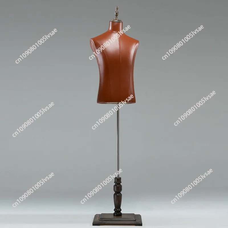 2025 Full Leather Male Mannequin, Wooden Body, No Hand Model, Clothing Store Display, Fake Suit Shelf, 2Style, D239G