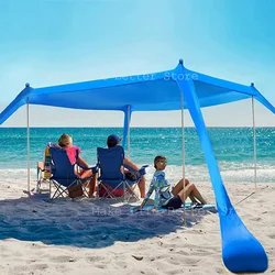 Toldo de praia familiar para mar ao ar livre praia sombra capa dobrável tendas guarda-sol resistente uv pátio sombra à prova de vento dossel tenda