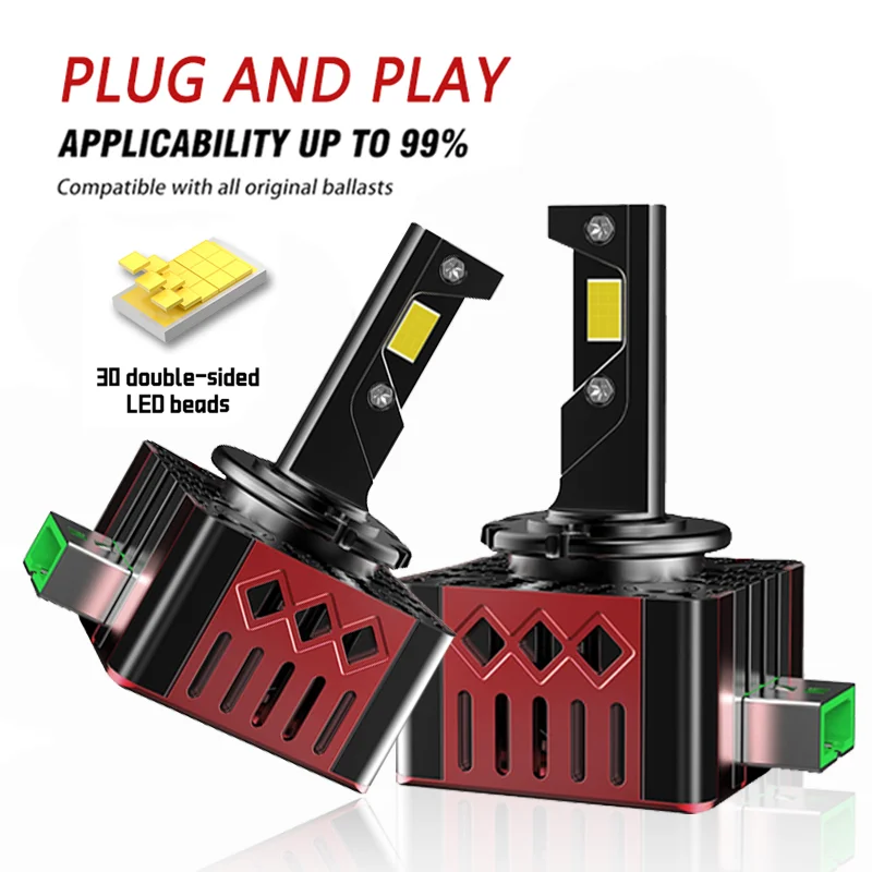 

2 шт. D1S D3S Автомобильная светодиодная лампа для фар 30000LM D2S D4S D5S 160 Вт Налобный фонарь 6000K Автоматическая лампа CANbus без ошибок HID Light plug&play