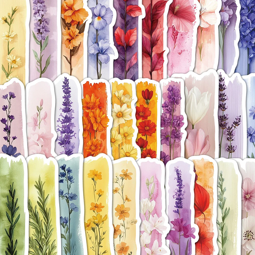 

50 шт., акварельные растения, кисть, креативные наклейки в стиле граффити, телефон, скейтбординг, гитара, тетради, альбом для вырезок, водонепроницаемое украшение