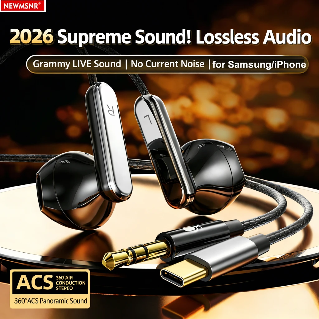 Novo 9d surround baixo tipo c & 3.5mm fones de ouvido controle com fio fone de ouvido em hd microfone gamer para iPhone15-17 para samsung fones de ouvido