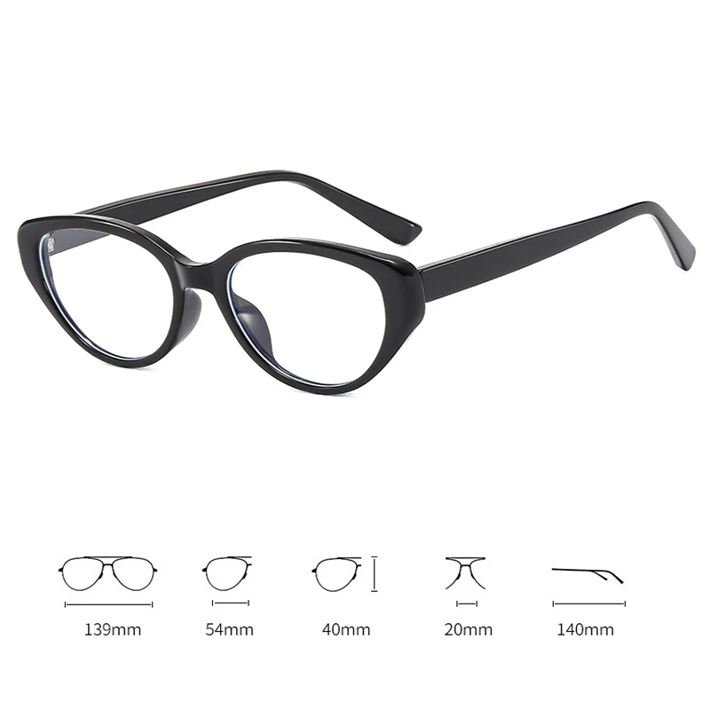 여성용 맞춤형 고양이 눈 안티 블루라이트 안경 근시 안경 패셔너블 플랫 라이트 안경 9027