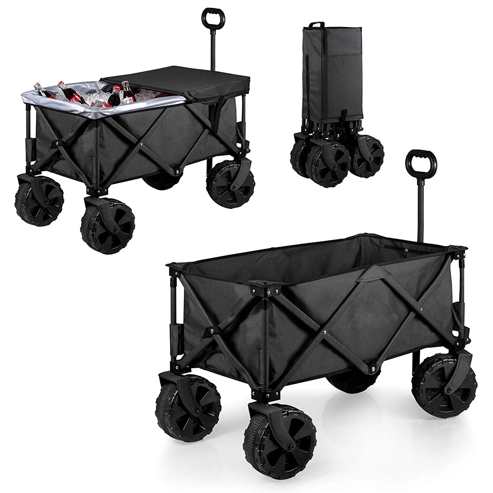 

Outdoor Beach Camping Wagon Camping Cart Garden Trail Foldable Wagon with Replace Cover