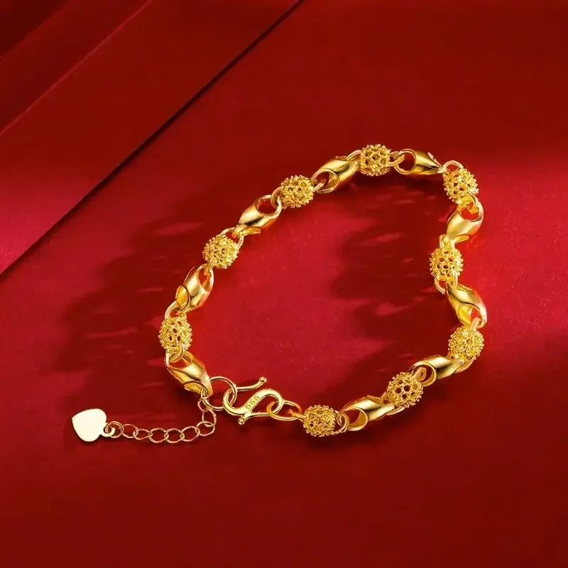 

Copy 100% Vietnam Placer Gold Bracelet Niche Lucky Beads Do Not Fade for a Long Time Simulation Exquisite Bracelet Jewelry