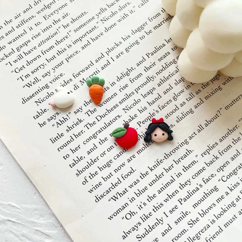 Fresh S925 Silver Needle Princess Apple Fairy Tale Mini Stud Earrings for Women Rabbit Carrot Girl Heart Earrings Christmas Gift