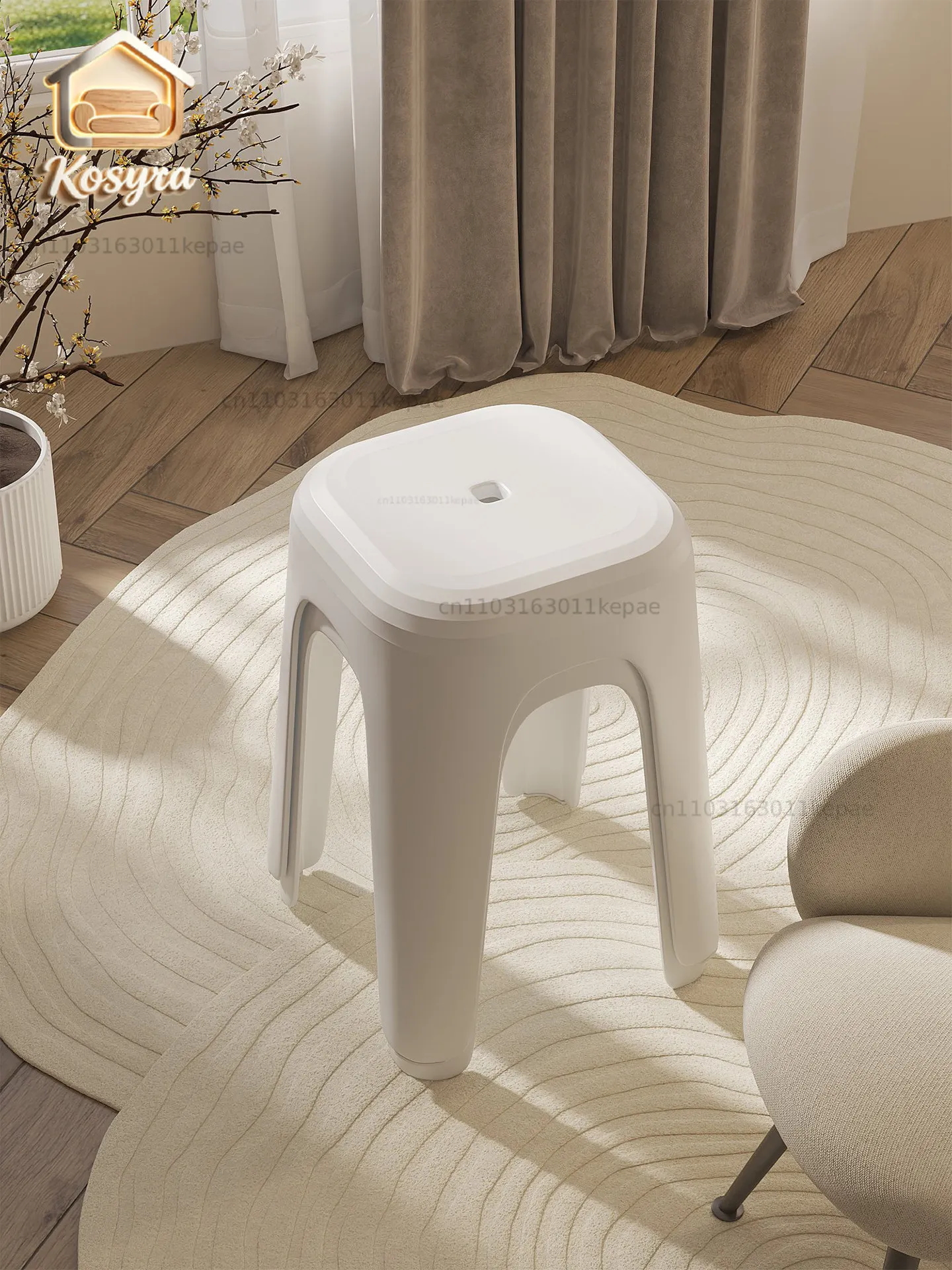 

Plastic stools can be stacked for household use, strong and durable, spare for adults, thickened extra thick high dining table,