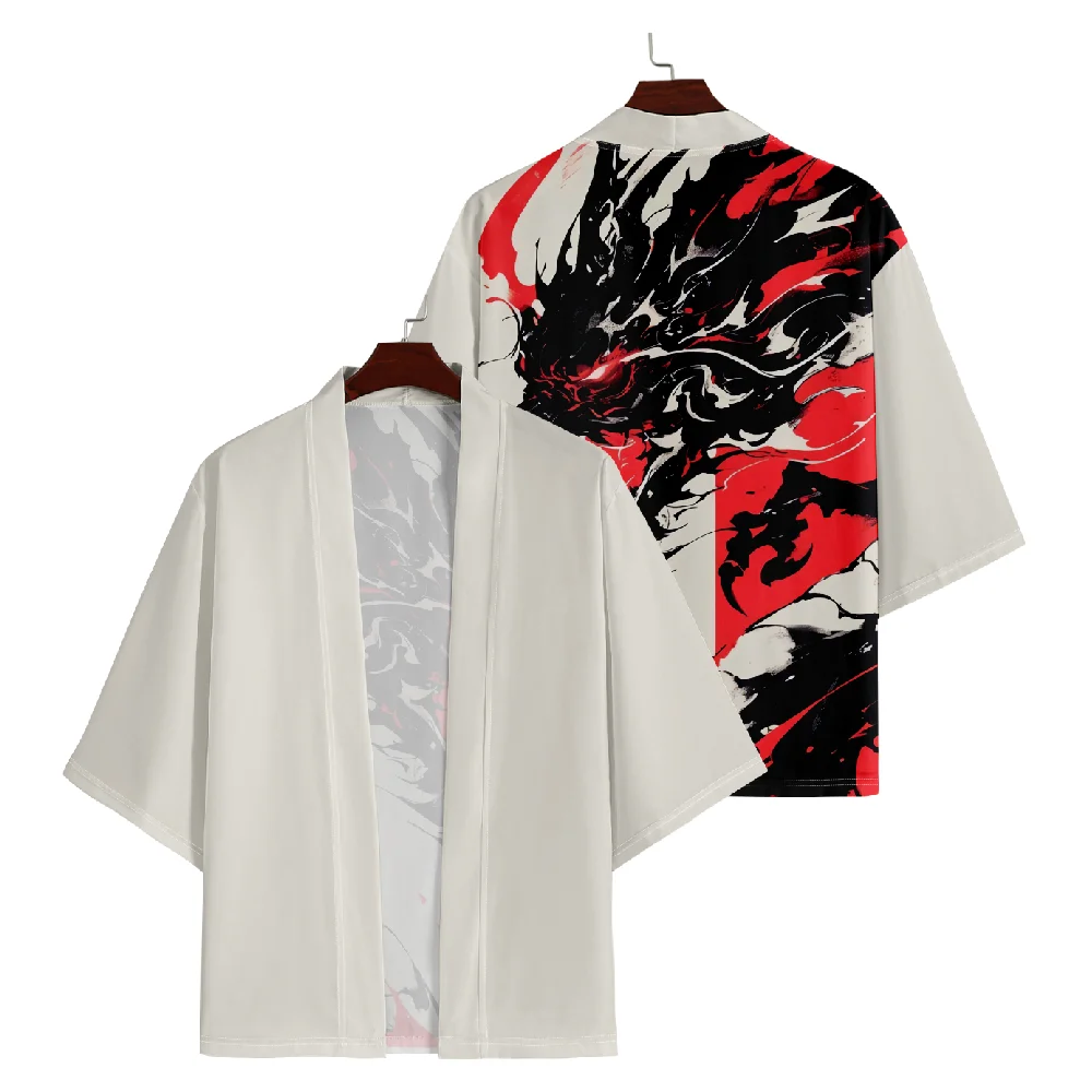 Zomer Vrouwen Kimono Vintage Dragon Print Haori Yukata Vrouwelijke Japanse Vest Meisje Cosplay Shirt Japan Kleding Mannen Shirt