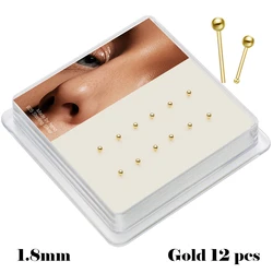Simple 1.8mm Ball Shape End Straight Ball 925 Sterling Silver Piercing Nose Stud Women Jewelry Nez Pircing Nariz Joyería Corpora