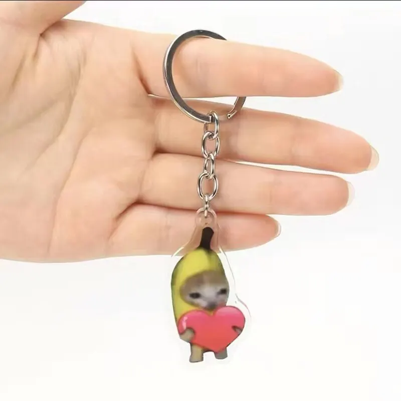 5/6/7 szt. Kreskówkowy Kawaii Bananowy Kot Brelok Kreatywny Breloczek do Kluczy w Kształcie Chleba i Serca Uchwyt na Klucze Torba na Klucze Biżuteria DIY Prezent dla Przyjaciół K-