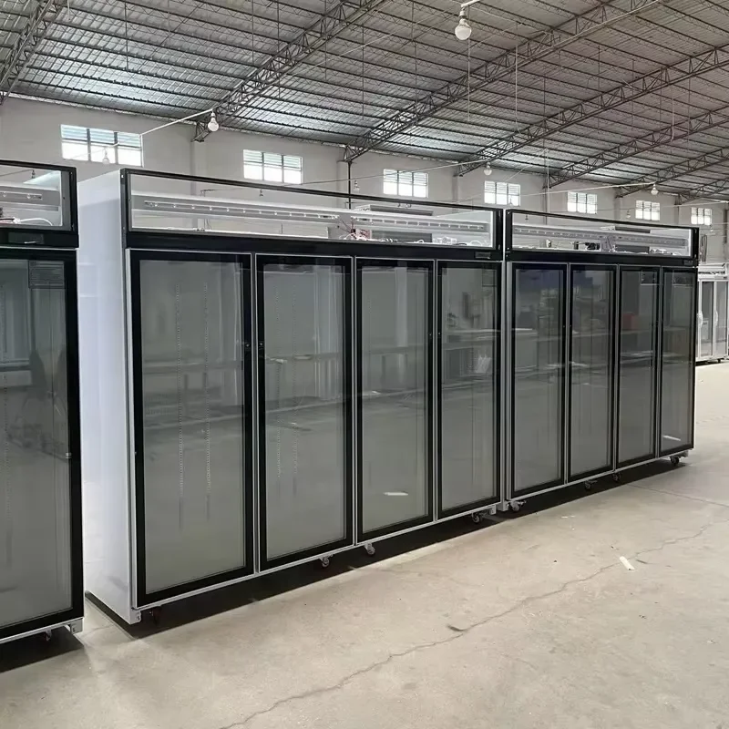 Commercial 4-Door Electric Beverage Cooler Upright Cold Drink Refrigerated Display Cabinet Beer Insulated Showcase Large