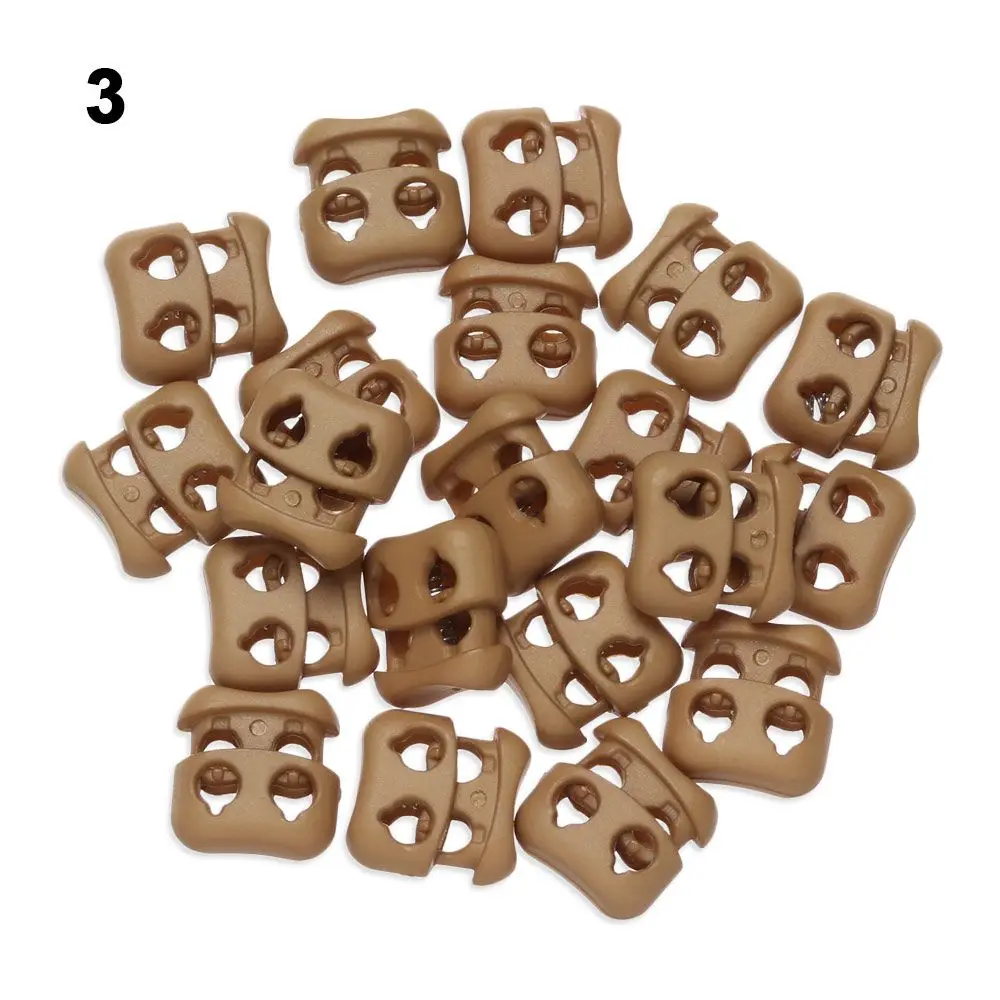 20pcs 16*16mm 4mm Multi-colors Sportswear Accessories Bean Toggle Clip Stopper Cord Lock Apparel Shoelace Buckle