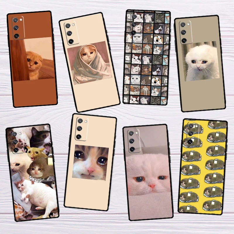 Crying Cat Memes Phone Case For Samsung Galaxy S23 S20 FE S21 S22 Ultra Note 20 10 S8 S9 S10 Plus Soft Cover