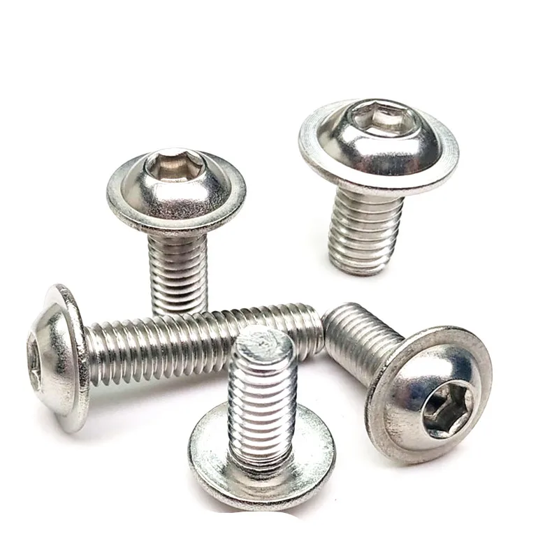 5-50Pcs M3 M4 M5 M6 M8 M10 304 Stainless Steel Half Round button Flange Head with Washer Inner Hex Socket allen Screws Bolt