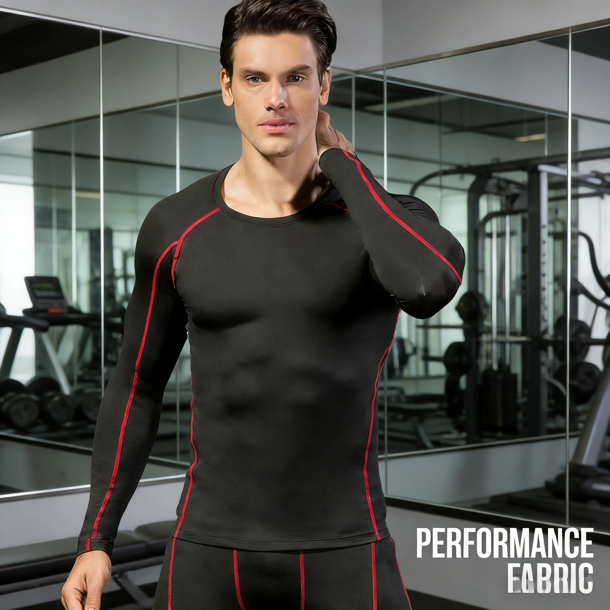 

Мужская эластичная быстросохнущая рубашка с длинным рукавом PRO Slim Fit для фитнеса, бега, тренировок, спортивный топ